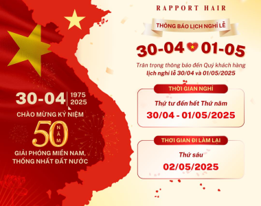 🌸 RAPPORT HAIR – Thông báo nghỉ lễ 30/4 & 1/5 🌸